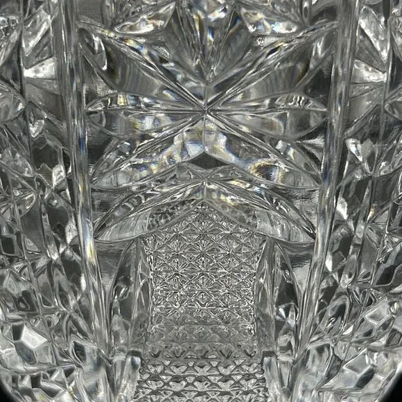 Ice Bucket Crystal Clear Glass w/Saw Tooth Edges & Knob Handles Vintage - Picture 3 of 9